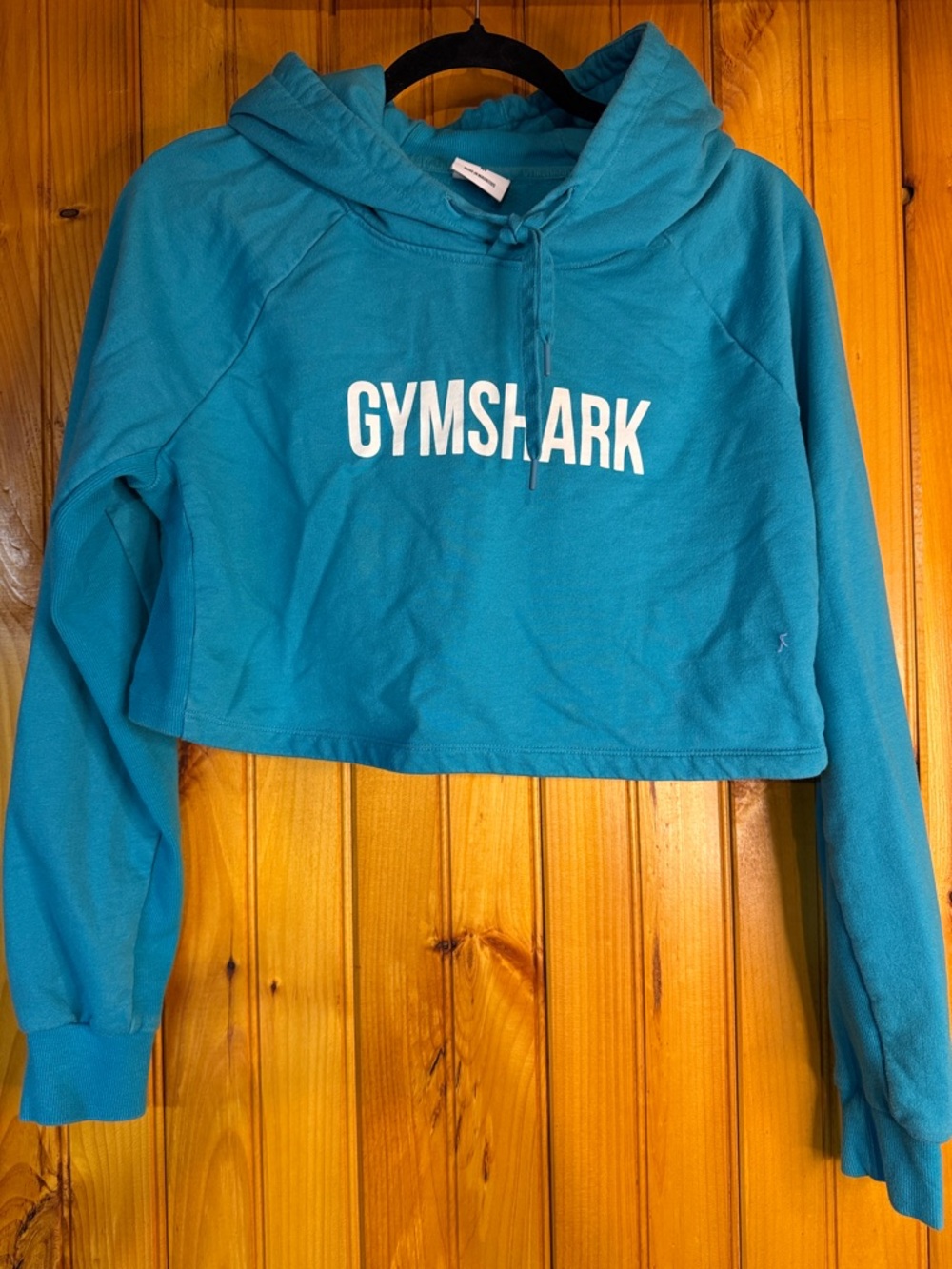 Gymshark Teal Cropped Hoodie with White Logo